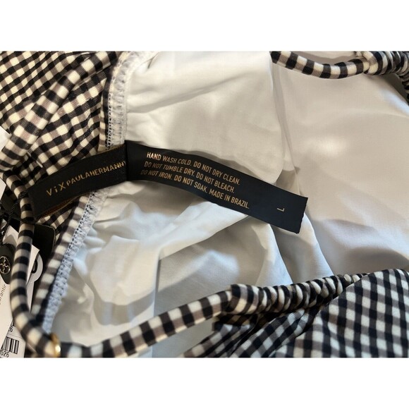 VIX Paula Hermanny womens Lupita One Piece Swimsuit size Large Black Check $248 - Picture 11 of 12